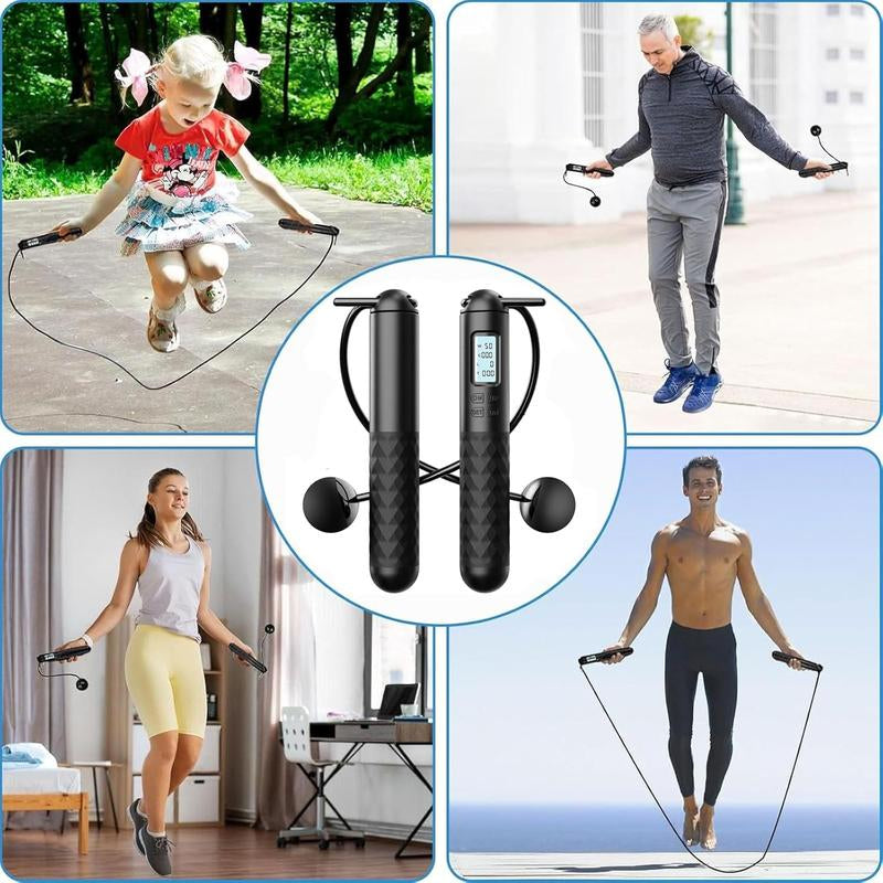 Smart Cordless Jump Rope with Gravity Balls – Digital Counter, Adjustable Weights, Home & Gym Cardio for Calorie Burn