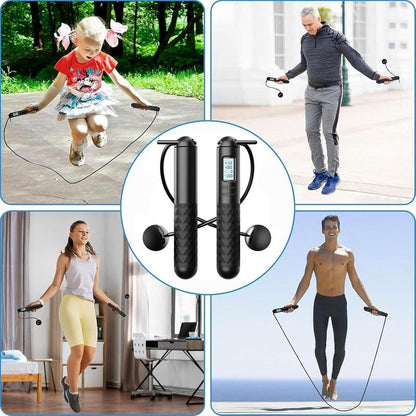 Smart Cordless Jump Rope with Gravity Balls – Digital Counter, Adjustable Weights, Home & Gym Cardio for Calorie Burn