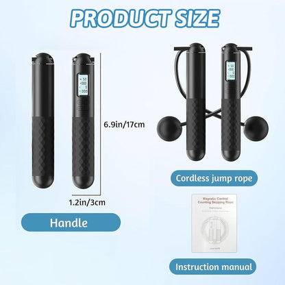 Smart Cordless Jump Rope with Gravity Balls – Digital Counter, Adjustable Weights, Home & Gym Cardio for Calorie Burn