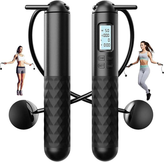 Smart Cordless Jump Rope with Gravity Balls – Digital Counter, Adjustable Weights, Home & Gym Cardio for Calorie Burn